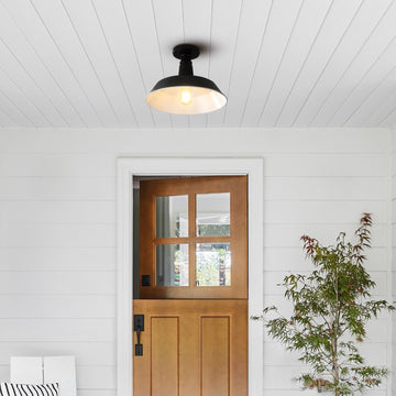 Camila 14" Classic Industrial Indoor/Outdoor Iron LED Semi Flush Mount